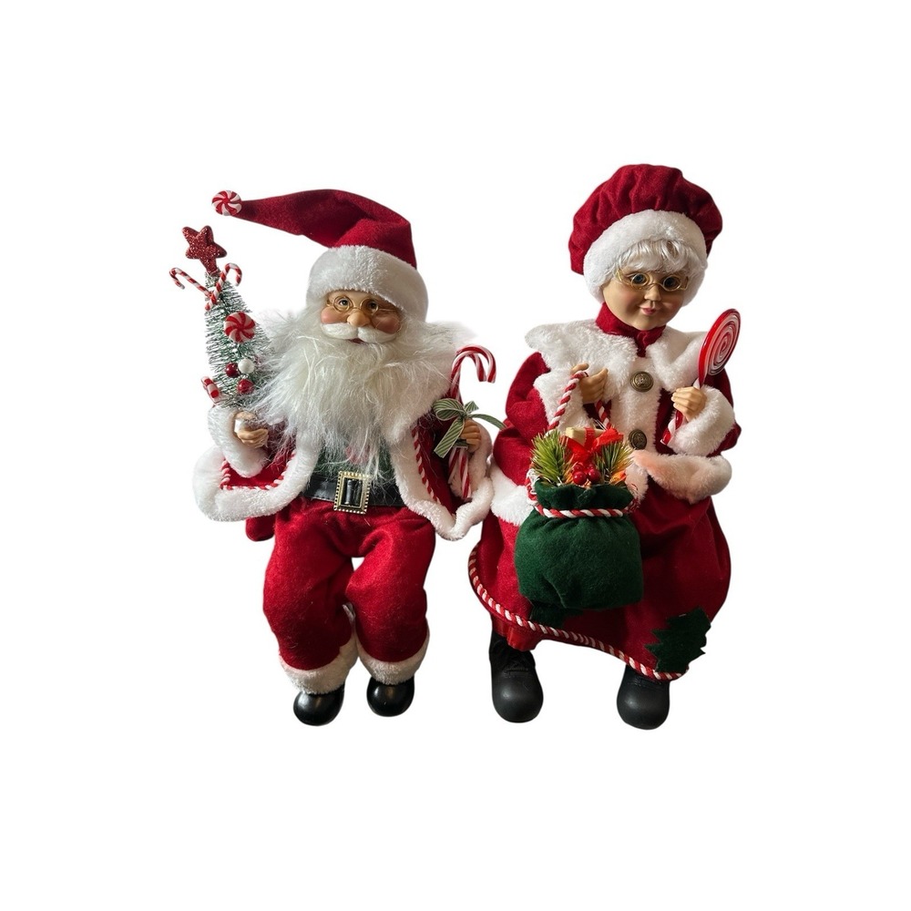 Mr and Mrs Claus Figurines with Lights 17-Inch Santa Couple Christmas Holiday